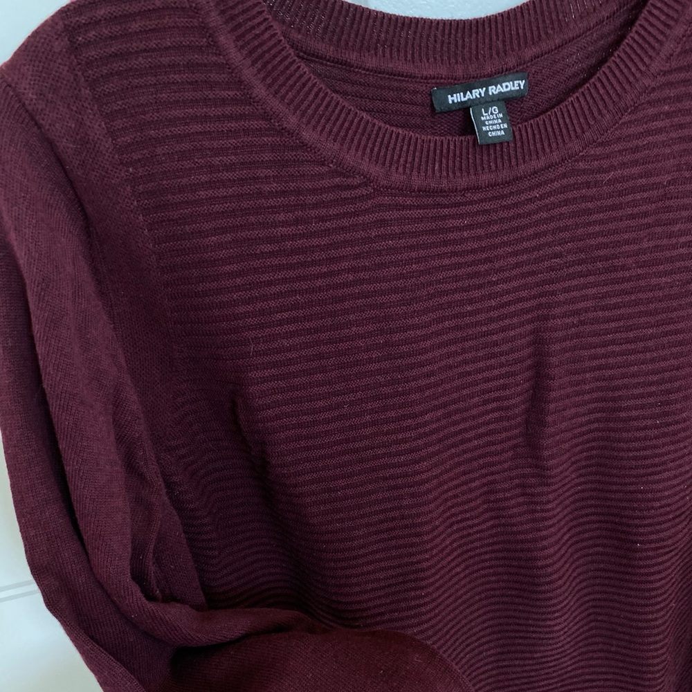 Plum/burgundy sweater with attached blouse